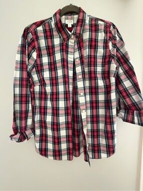 J. Crew Plaid Button Down Top
